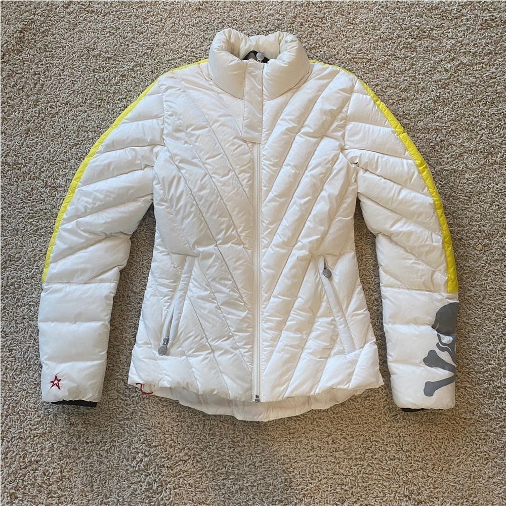 Perfect Moment Down Puffer Ski Jacket Coat Queenie size Small EUC white yellow